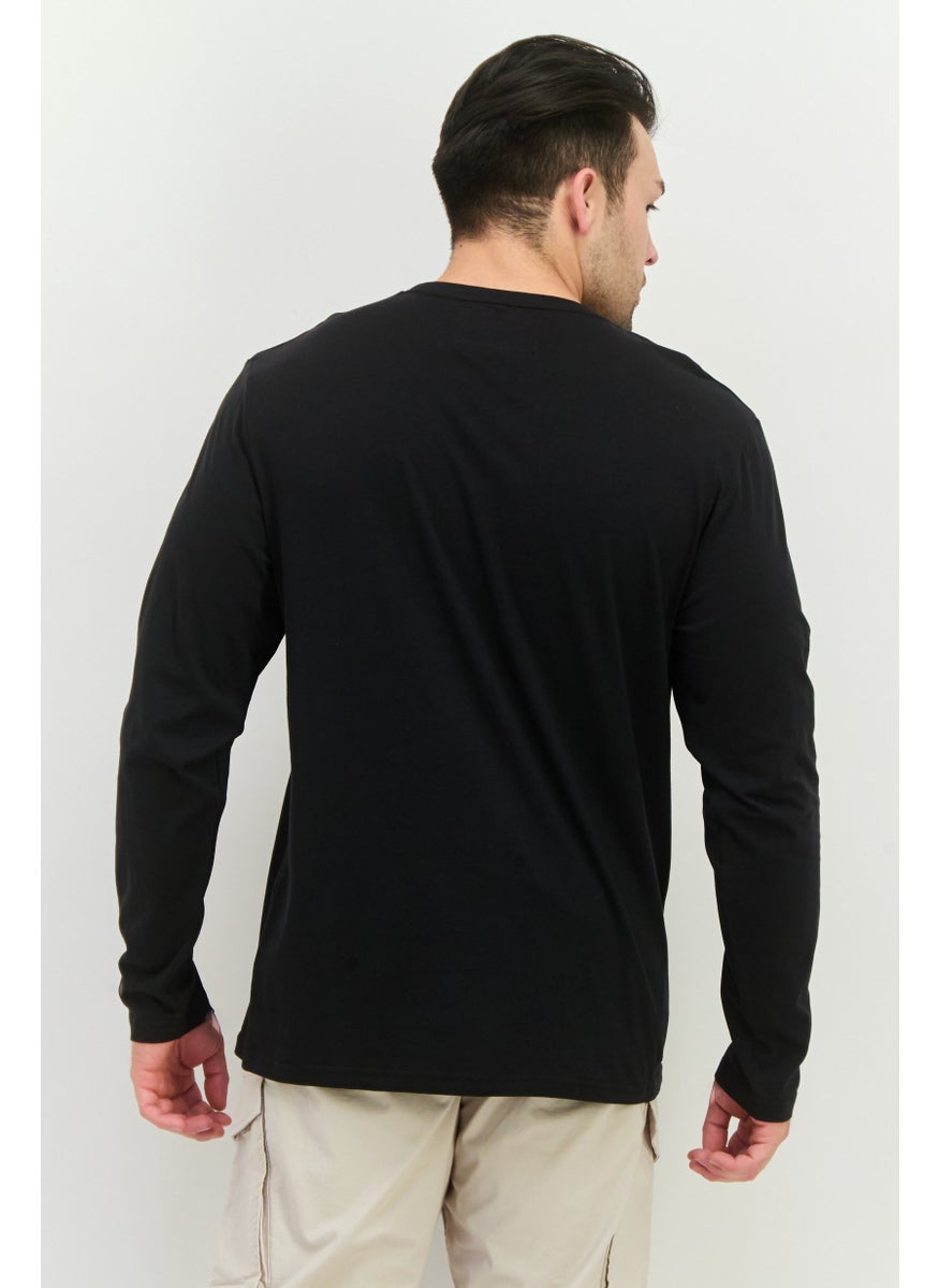 French Connection Men Crew Neck Long Sleeves Graphic Print T-Shirt, Black  - Image 3