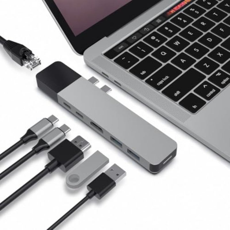 Drive USB C Hub, NET 6-in-2 for MacBook Pro Air, Multi-Port USB-C Dongle w/Gigabit Ethernet, 40Gbps/100W PD, 5Gbps/60W PD, 4K30Hz HDMI - Image 2