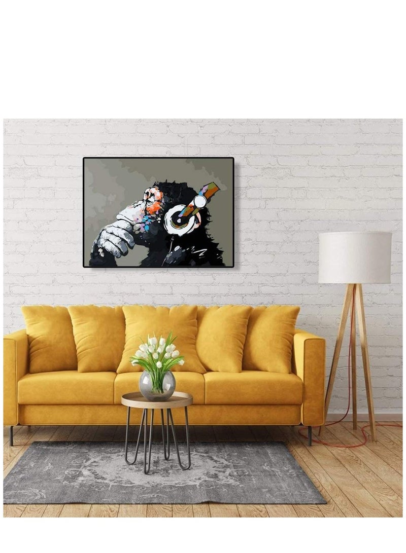 SYOSI Paint by Numbers DJ Monkey Canvas Paint Wall Art DIY Oil Painting for Home Decoration (16X20inch) - Image 5