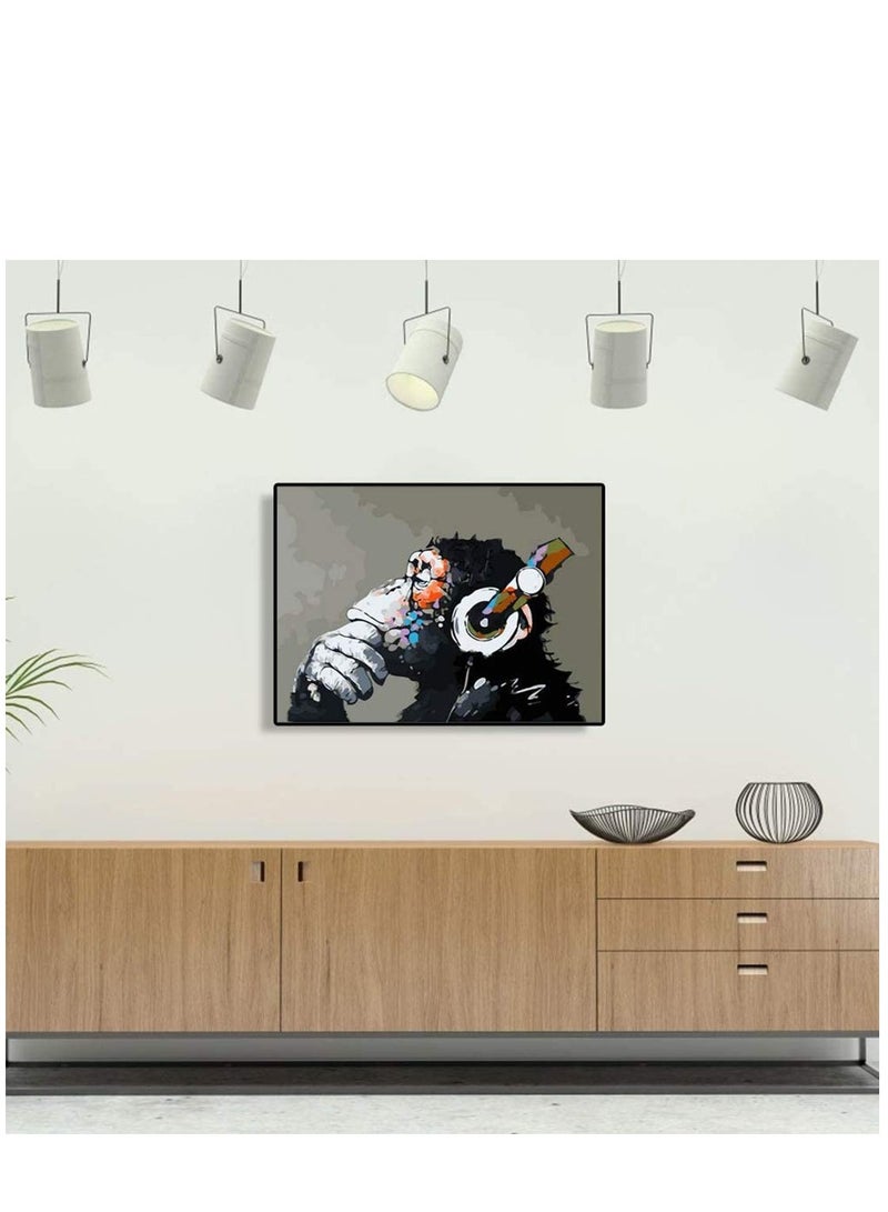 SYOSI Paint by Numbers DJ Monkey Canvas Paint Wall Art DIY Oil Painting for Home Decoration (16X20inch) - Image 3