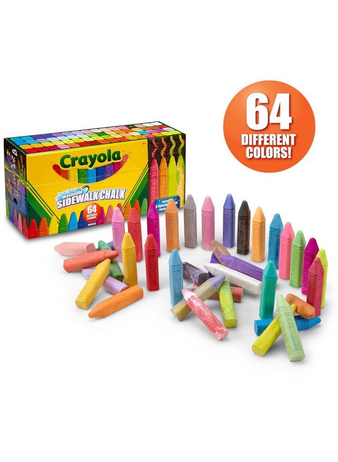 كرايولا مجموعة طباشير Crayola Ultimate Washable Chalk Collection (64ct)، طباشير الأرصفة بكميات كبيرة، طباشير خارجية للأطفال، أعواد مضادة للتدحرج، لوازم مدرسية - Image 3