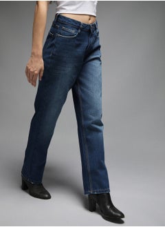 HIGH STAR Straight Fit Indigo Jeans for Women with High-Rise and Clean Look  - Image 3