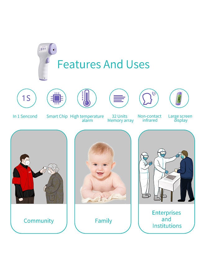 Digital Forehead Thermometer Non-contact Infrared Temperature Measurement with Color Backlight for Kids Children and Adults  - Image 3