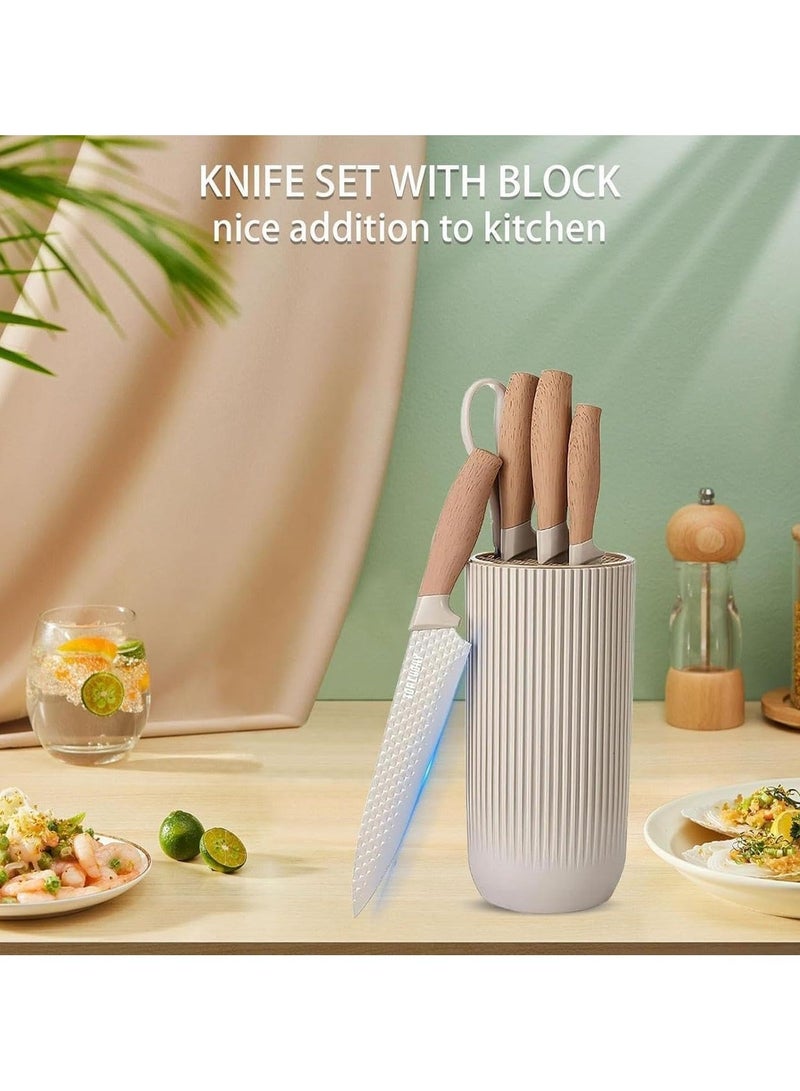 Kitchen Knife Set 6-Piece Stainless Steel Kitchen Knife Set with Universal Block Non Stick, Non Slip Chef Knives for Home & Restaurant Use, Durable and Sharp Blades - Image 5
