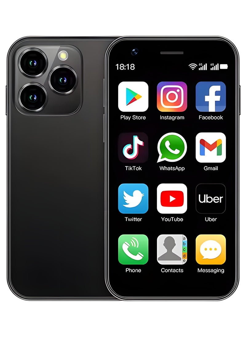 سويس هاتف ذكي صغير SOYES XS16 Mini 4G LTE بذاكرة وصول عشوائي 3 جيجابايت وذاكرة قراءة فقط 64 جيجابايت ونظام تشغيل أندرويد 10.0 وشاشة 3 بوصات وكاميرا 5 ميجابكسل وشريحة اتصال مزدوجة مع متجر Play وواتس اب - اسود  - Image 1