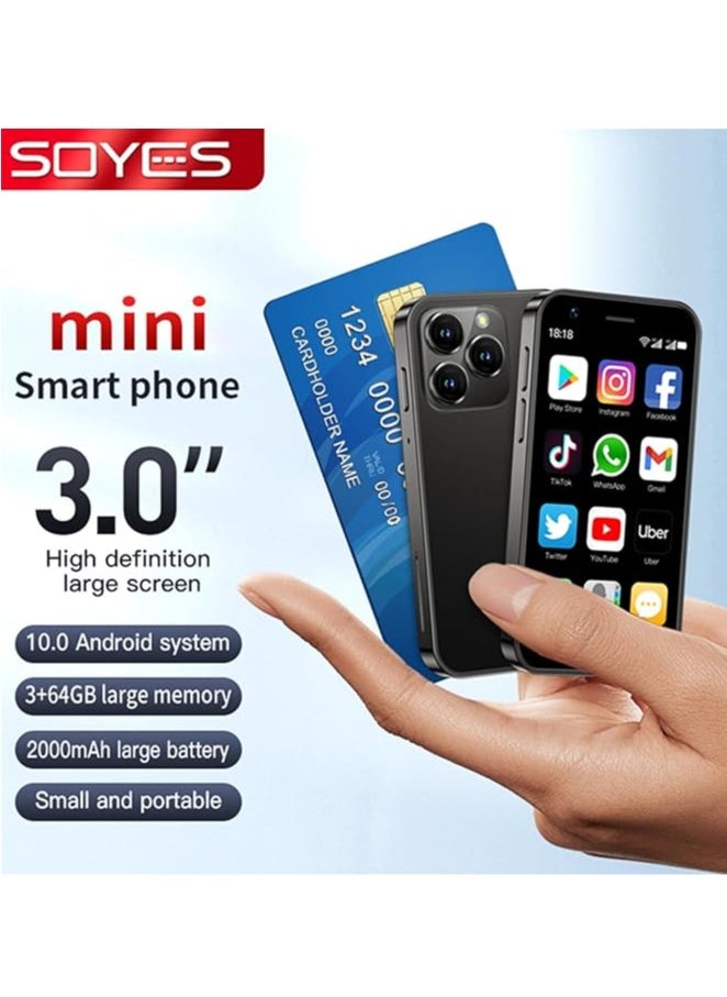 سويس هاتف ذكي صغير SOYES XS16 Mini 4G LTE بذاكرة وصول عشوائي 3 جيجابايت وذاكرة قراءة فقط 64 جيجابايت ونظام تشغيل أندرويد 10.0 وشاشة 3 بوصات وكاميرا 5 ميجابكسل وشريحة اتصال مزدوجة مع متجر Play وواتس اب - اسود  - Image 5