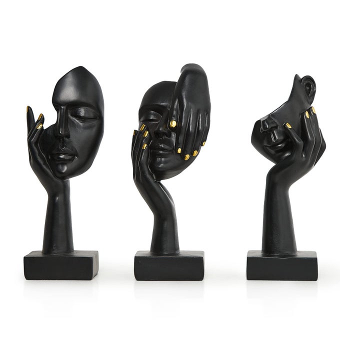 BLACK THINKER STATUES SCULPTURES FOR HOME DECOR MODERN SHELF DECOR ACCENTS BOOKSHELF DECORATIVE OBJECTS TABLE DECORATIONS FOR LIVING ROOM BEDROOM OFFICE