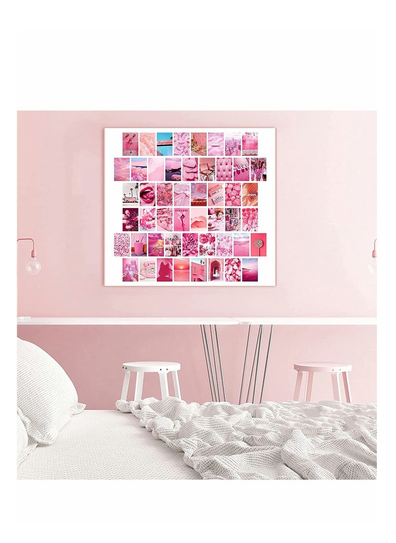 Excefore Wall Collage Kit,  Wall Collage Kit Aesthetic Room Decor, Pink Posters for Room Aesthetic, Wall Decor Aesthetic, 50PCS 4x6 Inch Room Decor Pictures for Bedroom Wall Decor for Teen Girls  - Image 2