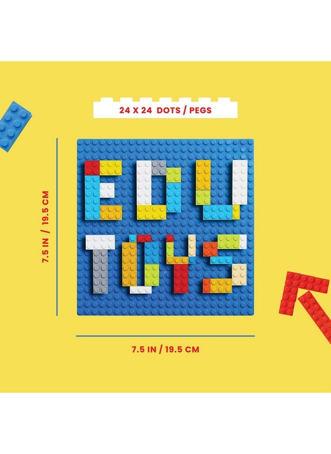 Edu Toys Edu Toys Base Plate Board 24 x 24 Dots/Pegs for Classic Building Blocks Bricks Compatible with All Brands Classic Blocks (Blue + Green)  - Image 2