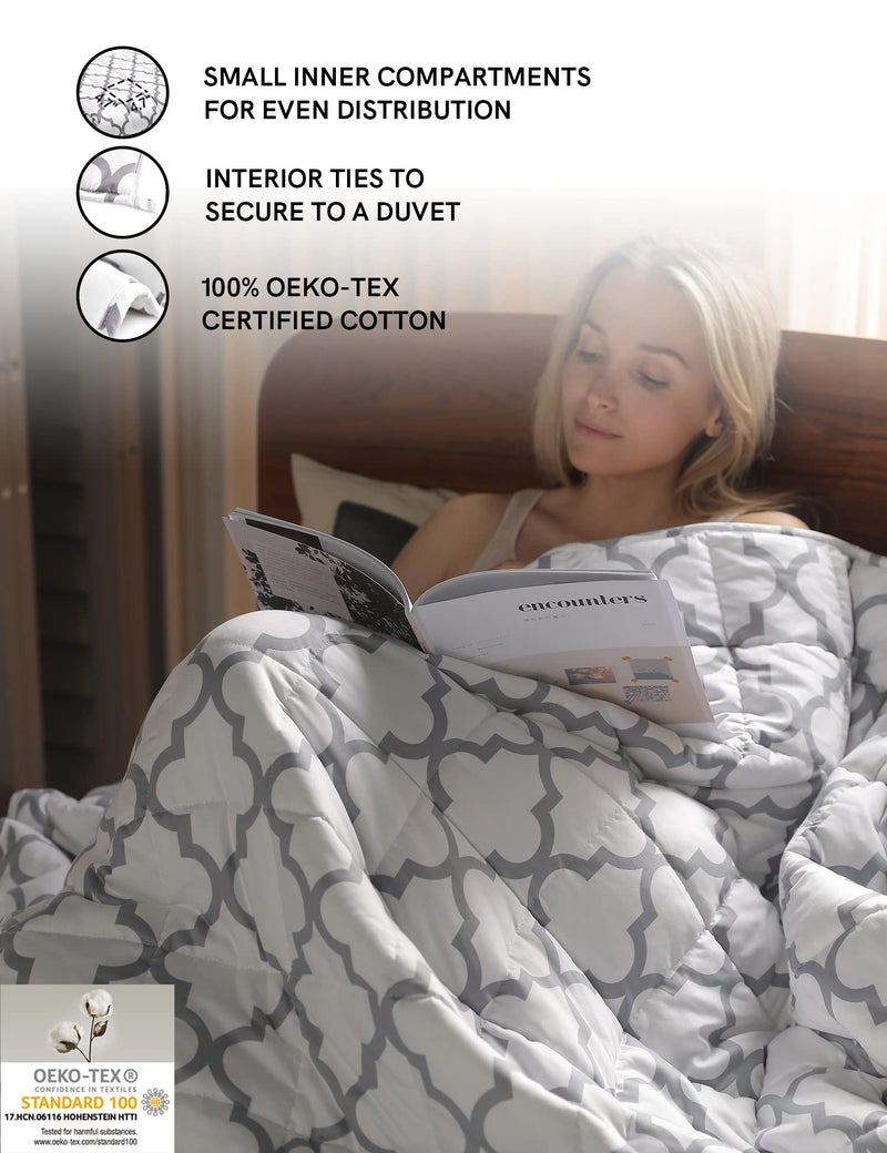 YnM Weighted Blanket,Heavy 100 Percent Oeko-Tex Certified Cotton Material, Bed Blanket for One Person of 160lbs, Ideal for Queen/King Bed (60x80 Inches, 17 Pounds, Lattice Scroll) - Image 5