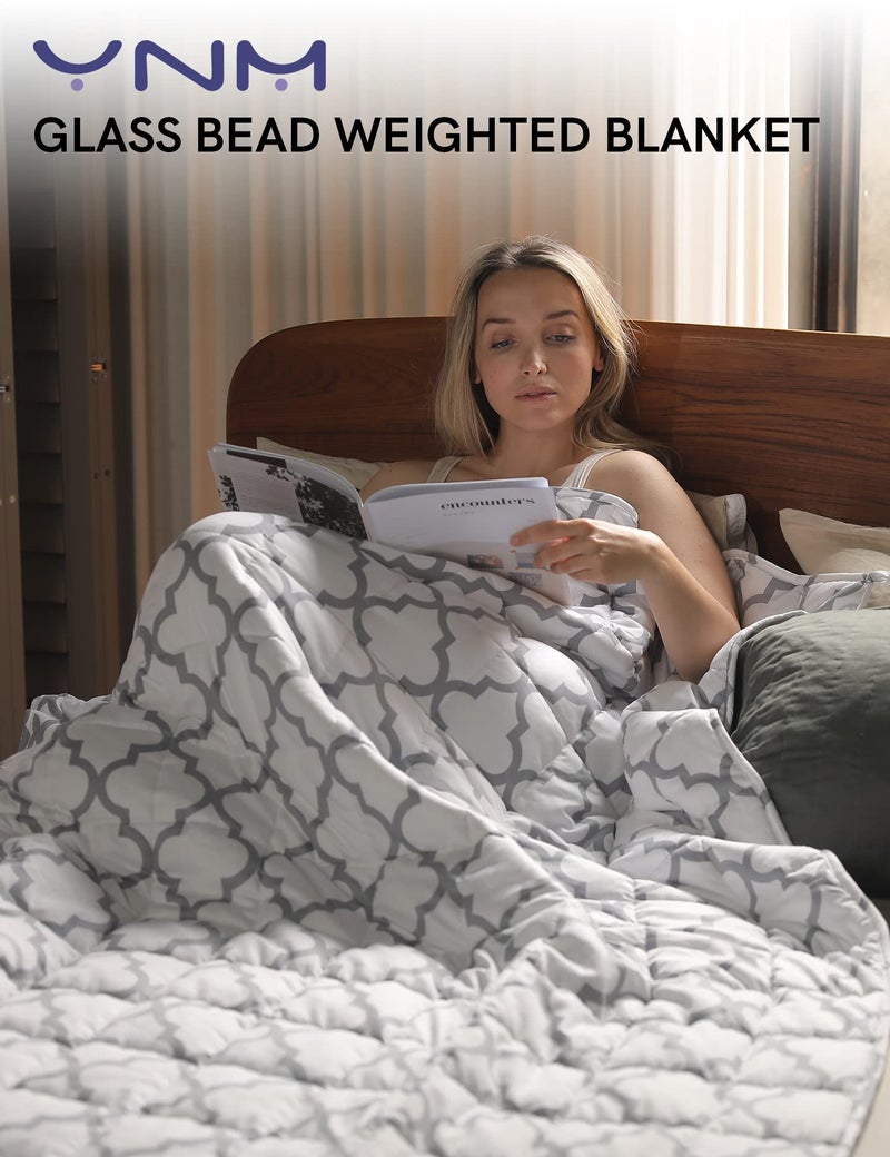 YnM Weighted Blanket,Heavy 100 Percent Oeko-Tex Certified Cotton Material, Bed Blanket for One Person of 160lbs, Ideal for Queen/King Bed (60x80 Inches, 17 Pounds, Lattice Scroll) - Image 2