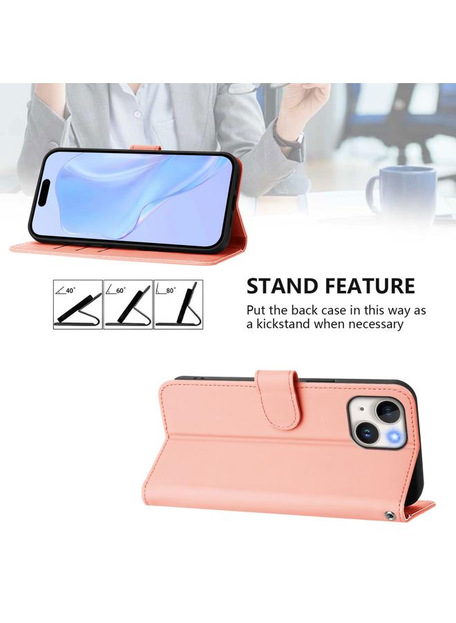 اس-توب جراب هاتف iPhone 15 مصنوع من الجلد بلون سادة مع حبل - Image 3