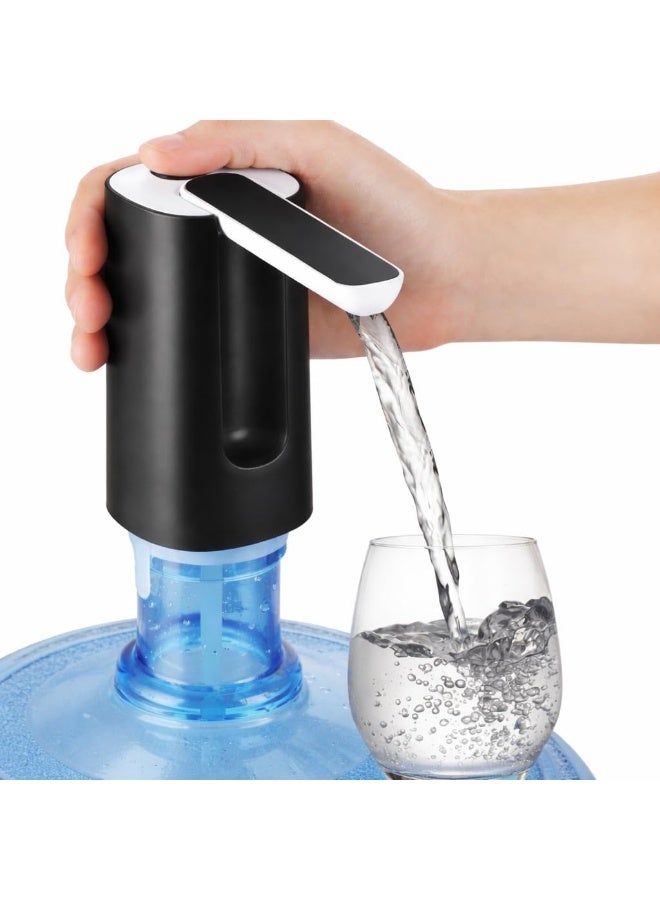 LIVVY Automatic Electric Water Dispenser Pump, USB Rechargeable Drinking Water Pump for 2–5 Gallon Bottles, Portable Water Bottle Pump for Home, Office, Camping – Black - Image 1