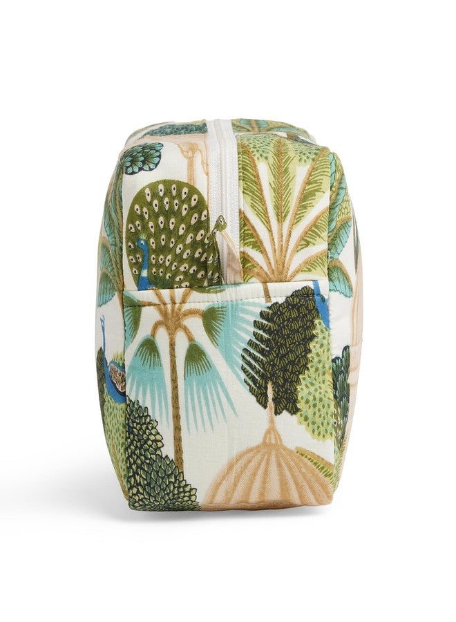 AYUDA HOMES Travel Pouch - Printed Green Quilted Cotton Toiletry & Makeup Bag with Zipper and Tassel Organizer for Women - Image 4