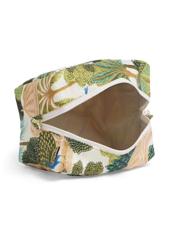 AYUDA HOMES Travel Pouch - Printed Green Quilted Cotton Toiletry & Makeup Bag with Zipper and Tassel Organizer for Women - Image 5