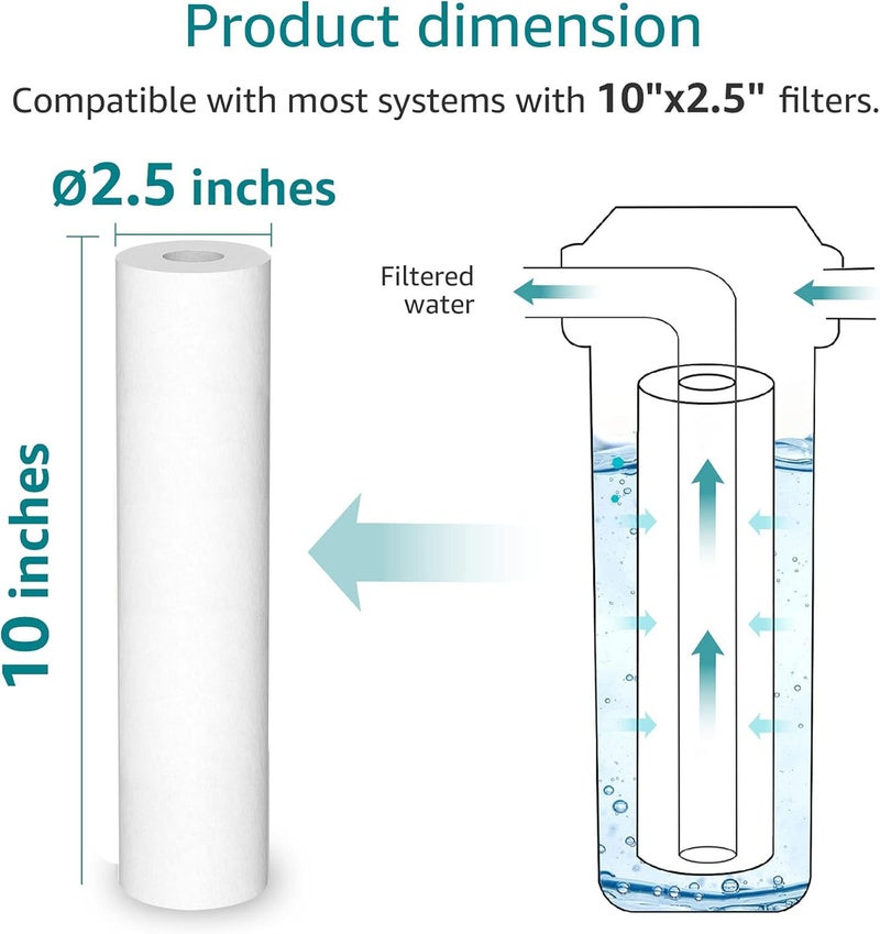 Ocean Drop 5 Micron 10 x 25 pp Spun Sediment PreFilter Replacement Cartridge for Residential Industrial 3Stage Water Filter and Purifier Pack of 16 - Image 2
