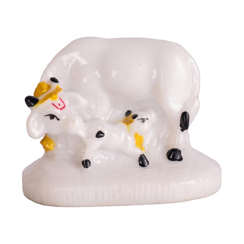 The Advitya Kamdhenu Cow with Calf Marble Statue Holy Spiritual Showpiece for Vastu Goodluck Home Decor Housewarming Diwali Corporate Spiritual Gift Small - Image 5