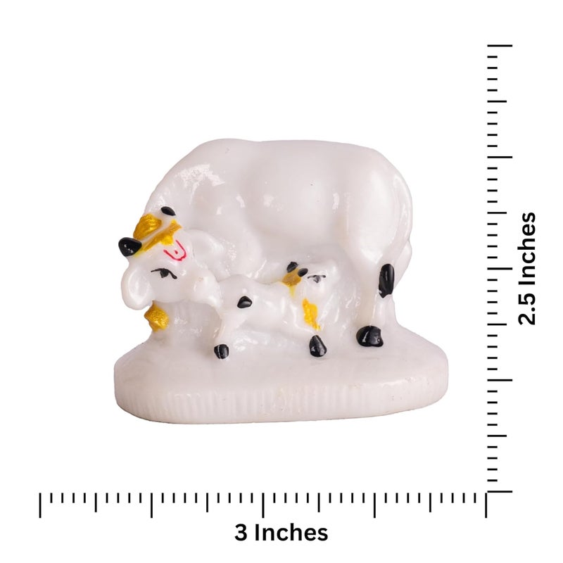 The Advitya Kamdhenu Cow with Calf Marble Statue Holy Spiritual Showpiece for Vastu Goodluck Home Decor Housewarming Diwali Corporate Spiritual Gift Small - Image 4