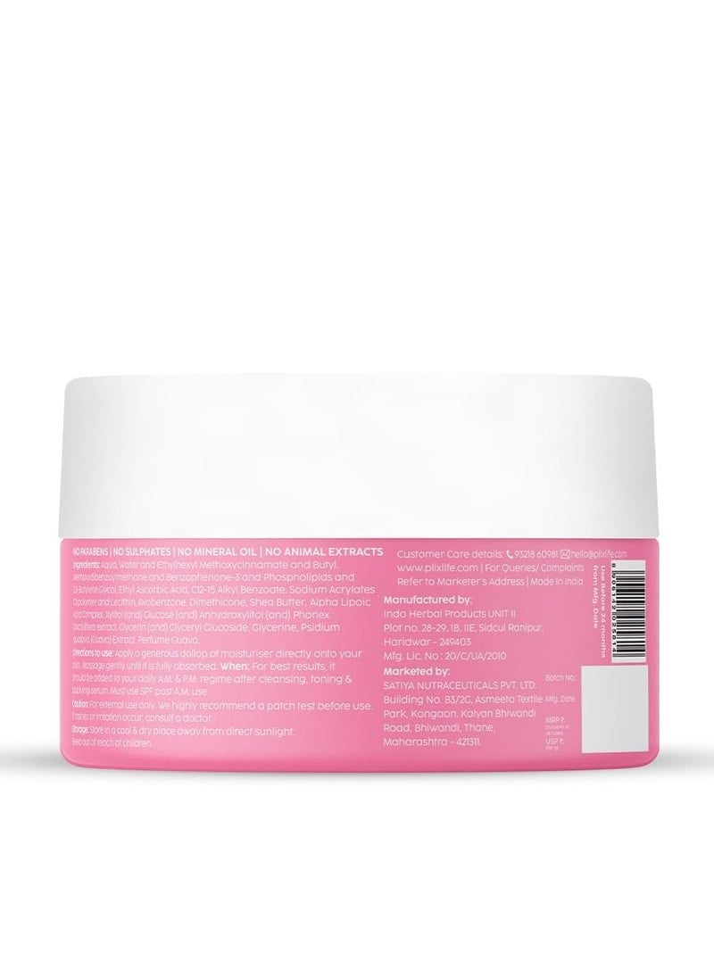 PLIX - THE PLANT FIX Guava Glow Smoothie Moisturizer For Brighter Skin (50g) | With Vitamin C & ALA | Face Cream For Even-tone Skin, Promotes Hydration | For Men & Women