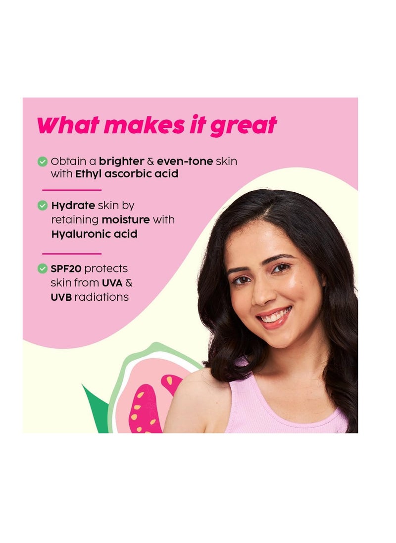 PLIX - THE PLANT FIX Guava Glow Smoothie Moisturizer For Brighter Skin (50g) | With Vitamin C & ALA | Face Cream For Even-tone Skin, Promotes Hydration | For Men & Women