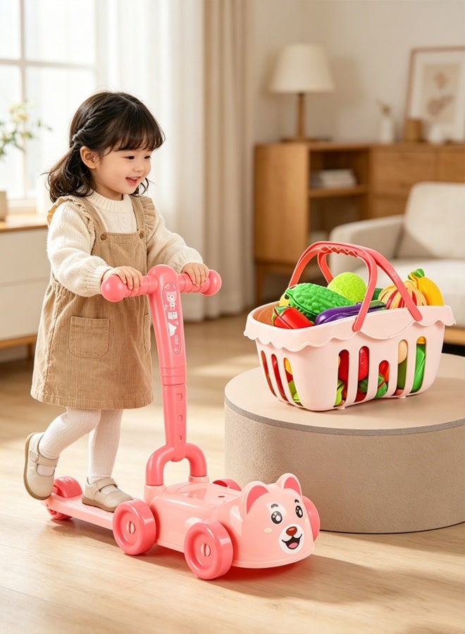 2 in 1 Kids Shopping Cart Trolley Baby Walker Push Cart Detachable Toys for Girls and boys - Image 1