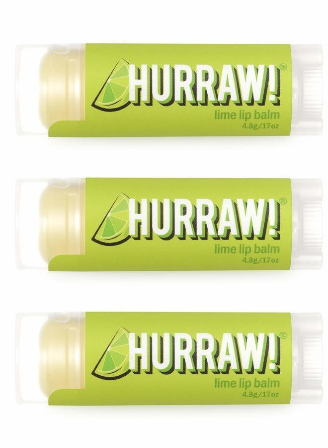 Hurraw! Lime Lip Balm, 3 Pack: Organic, Certified Vegan, Cruelty and Gluten Free. Non-GMO, 100% Natural Ingredients. Bee, Shea, Soy and Palm Free. Made in USA - Image 1