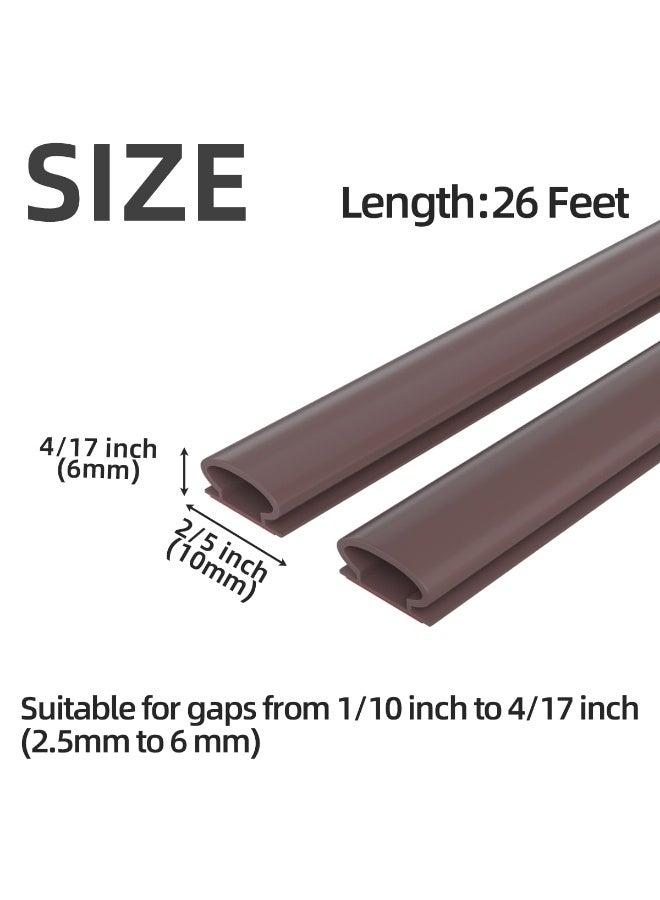 WangPangZi 26Feet Door Weather Stripping Door Seal Strip,Self-Adhesive Rubber Door Insulation Weather Strip for Windows and Doors Soundproofing,Weatherstripping for Doors Frame Gap Blocker (Brown) - Image 2