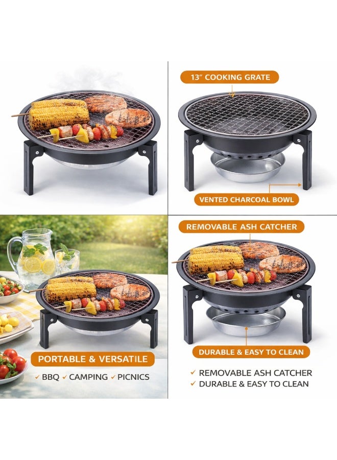 Tradeo Tea-Making Heating Set Charcoal Barbecue Stove, Portable Small Folding Tabletop Charcoal Stove for Camping, Hiking, Picnics & Outdoor Cooking - Image 2