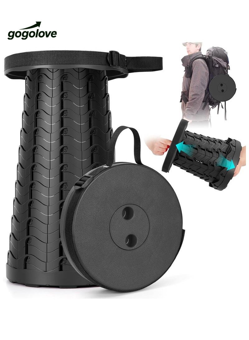 gogolove Portable Retractable Folding Stool, Adjustable, Collapsible Telescopic Safety Stool Sturdy and Lightweight, Load Capacity for Child Adults Seniors, With Adjustable Strap, Picnic Fishing Travel BBQ - Image 1