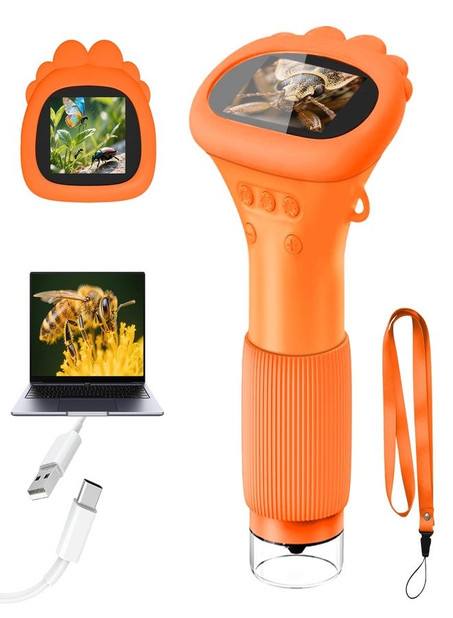 Acoath Microscope for Kids, 1000X Handheld Digital Miniscope with 2.0" Screen, Portable Pocket Microscope Education Toys Christmas Gifts for Age 3 4 5 6 7 8 9 10 Girls Boys - Image 1