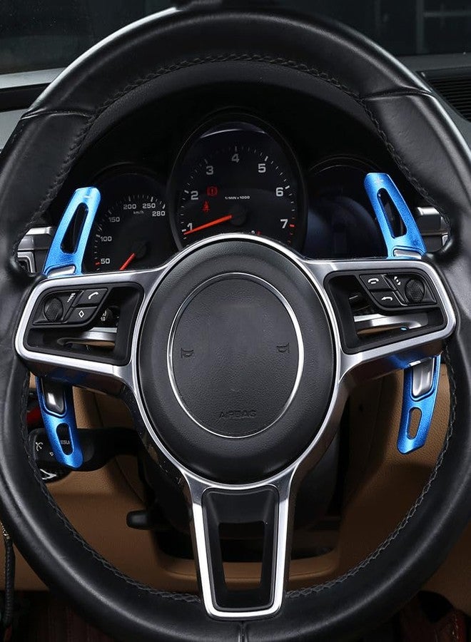 SANRILY Blue Aluminum Steering Wheel Paddle Shifter Extension Fit for Porsche Panamera Macan Cayenne 911 718 918 Spyder Boxster,2018 Panamera(New energy) Paddle Shifter Extension Accessories - Image 3