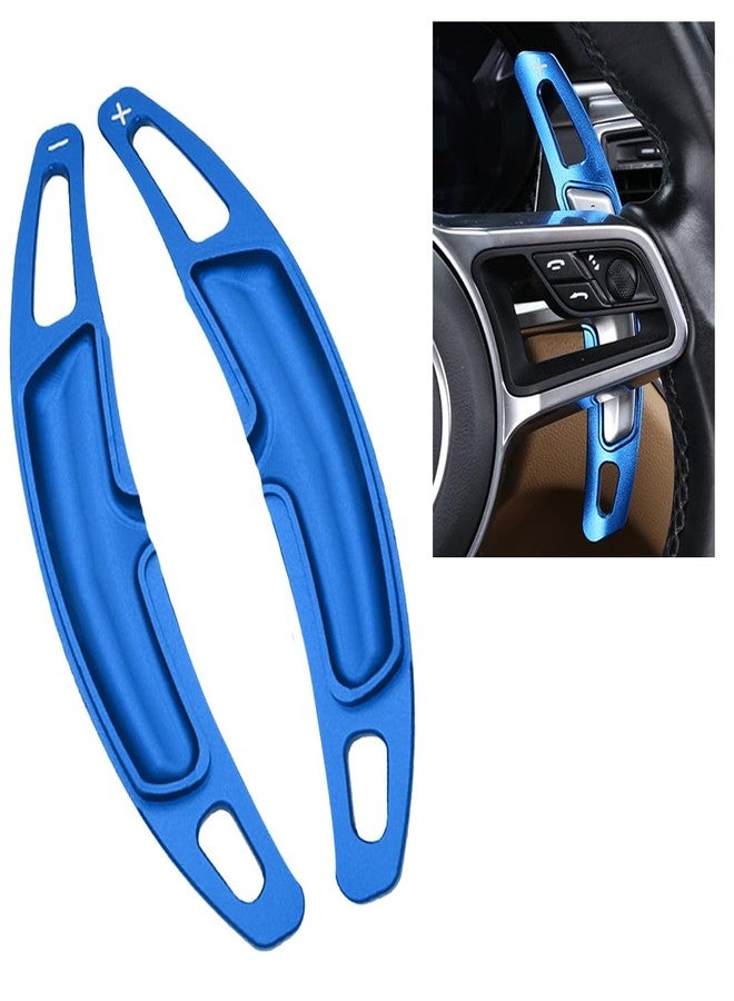 SANRILY Blue Aluminum Steering Wheel Paddle Shifter Extension Fit for Porsche Panamera Macan Cayenne 911 718 918 Spyder Boxster,2018 Panamera(New energy) Paddle Shifter Extension Accessories - Image 1