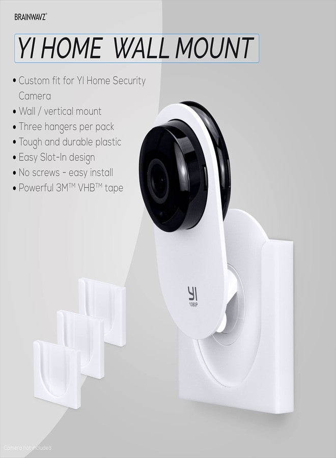 BRAINWAVZ Wall Mount for YI Home (3 Pack) Security Camera - Adhesive Holder, No Hassle Bracket, Strong 3M VHB Tape, No Screws, No Mess Install (White) by Brainwavz - Image 2