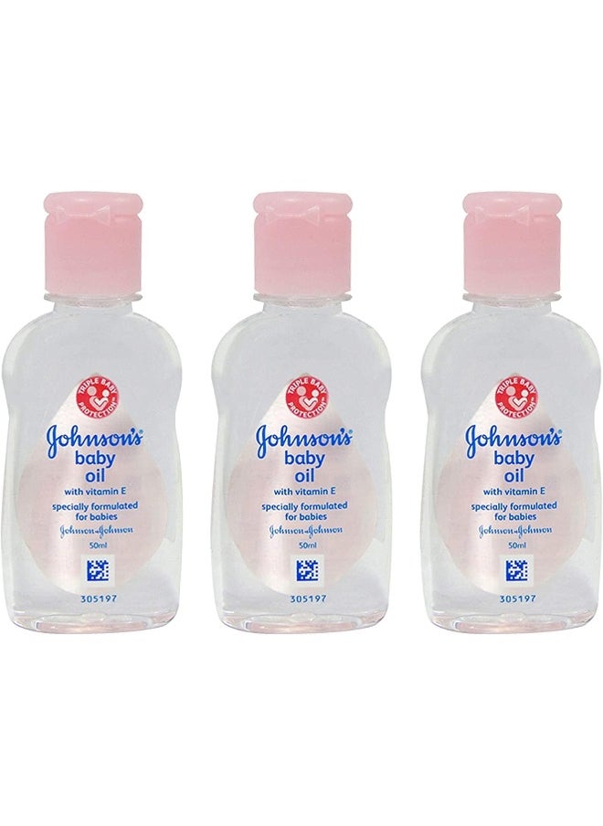 Johnson's Baby Johnson's Baby Massage Oil, 50 ml / 1.7 fl oz-3 Pack  - Image 1
