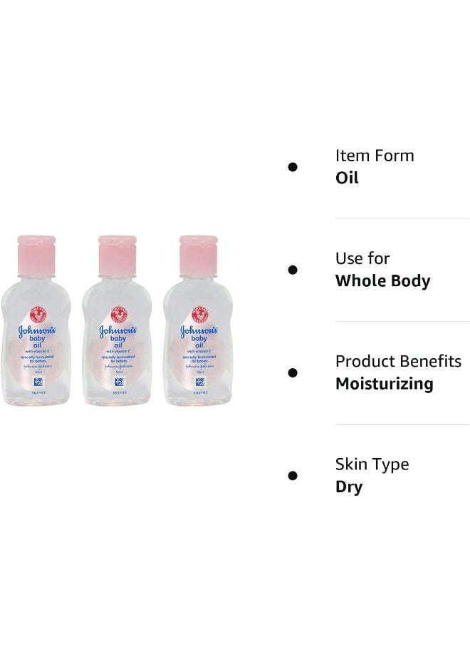 Johnson's Baby Johnson's Baby Massage Oil, 50 ml / 1.7 fl oz-3 Pack  - Image 4
