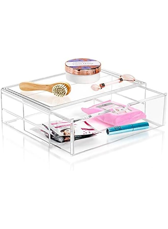 Arabest Large Stackable Acrylic Drawers - 1 Clear Storage Drawers for Organizing Make up, Nail Polish, Hair Accessories, and Beauty Supplies - Makeup Organizer for Vanity, Bathroom Organizer Countertop  - Image 1