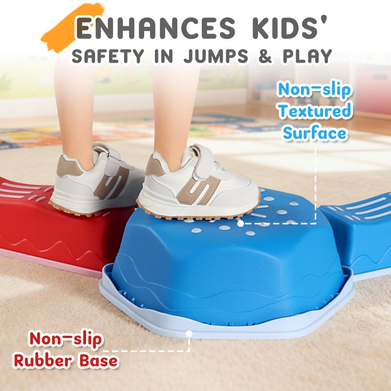 HappyField Balance Beam for Kids 18Pcs Non-Slip Stepping Stones Obstacle Course for Toddlers 3 Years + Indoor Outdoor Balance Board Kids Sensory Montessori Interactive Toys (Green) - Image 4