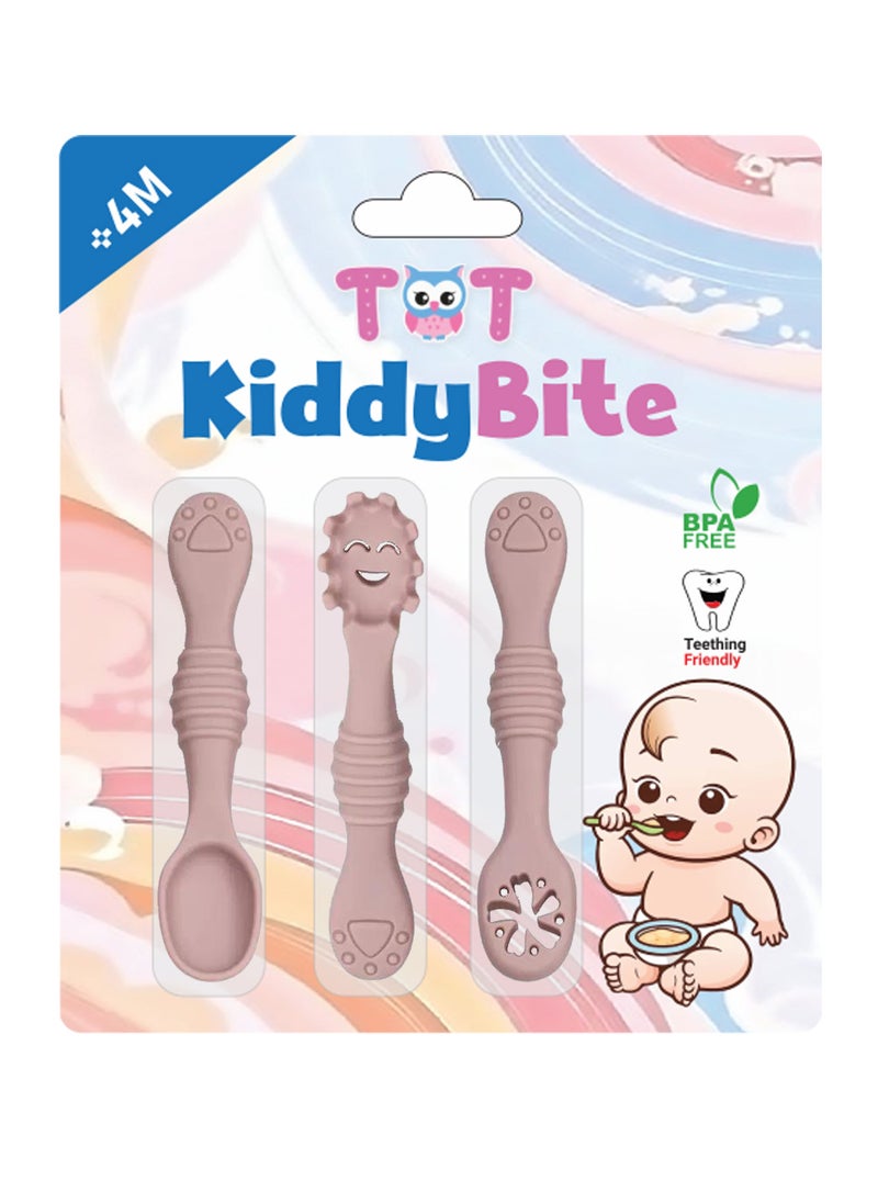 TOT TOT KiddyBite: Baby Silicon Spoons and Fork Set for Feeding  - Image 1