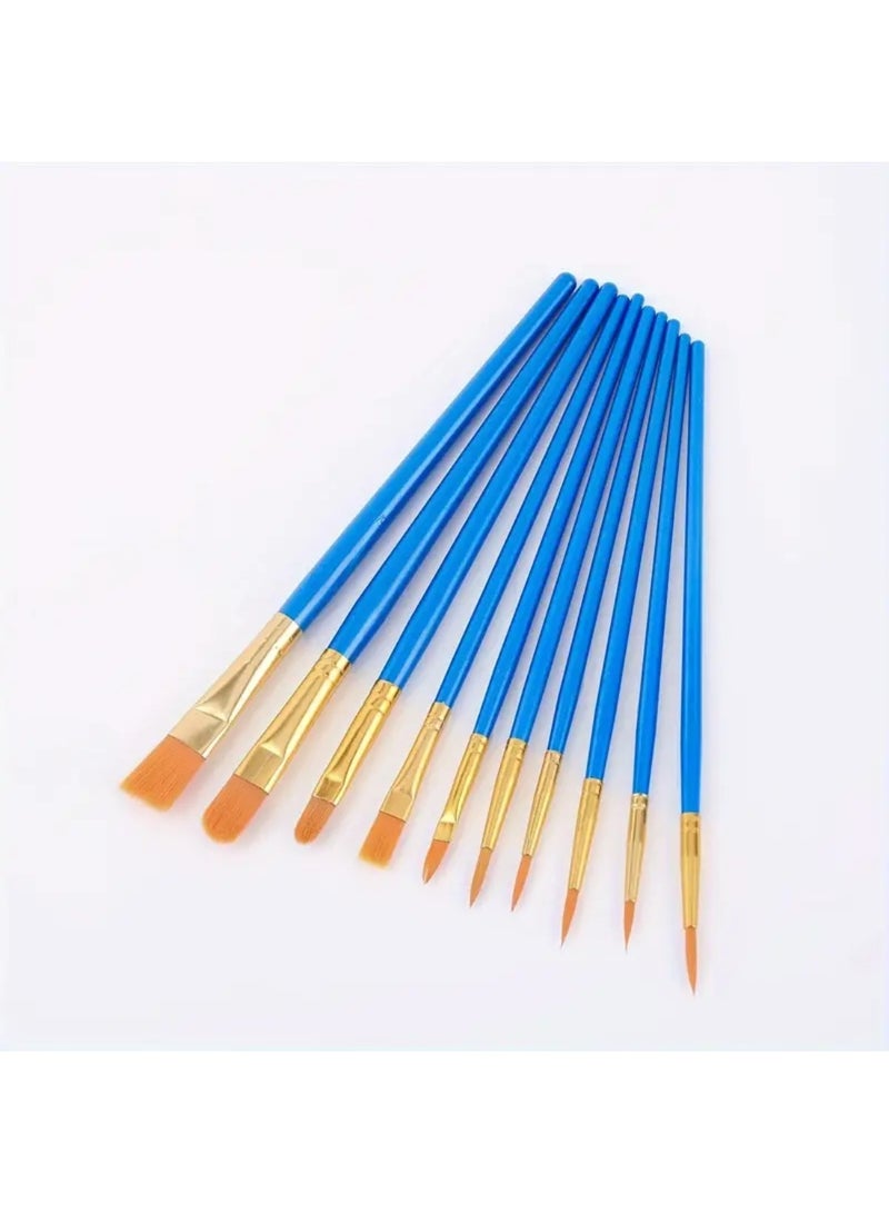 Generic 10-Piece Paint Brush Set for Acrylic, Watercolor & Oil Painting – Nylon Hair Artist Brushes with Pointed Tips – Art Supplies for Canvas, Paper, Craft & Kids Painting Projects - Image 3