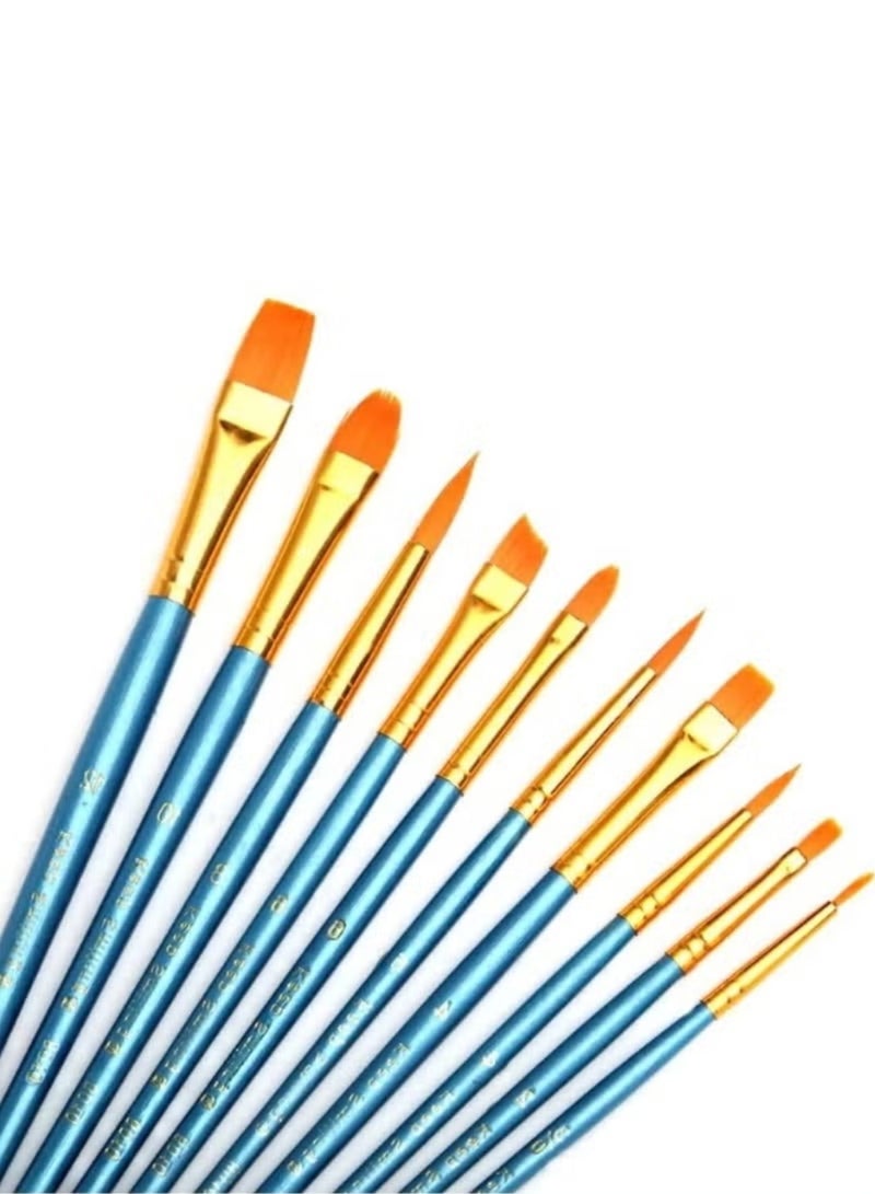Generic 10-Piece Paint Brush Set for Acrylic, Watercolor & Oil Painting – Nylon Hair Artist Brushes with Pointed Tips – Art Supplies for Canvas, Paper, Craft & Kids Painting Projects - Image 4