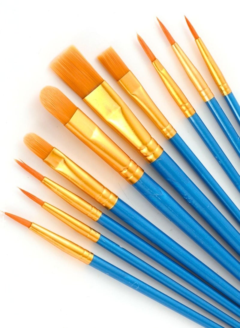ZedPlay 10-Piece Paint Brush Set for Acrylic, Watercolor & Oil Painting – Nylon Hair Artist Brushes with Pointed Tips – Art Supplies for Canvas, Paper, Craft & Kids Painting Projects - Image 1