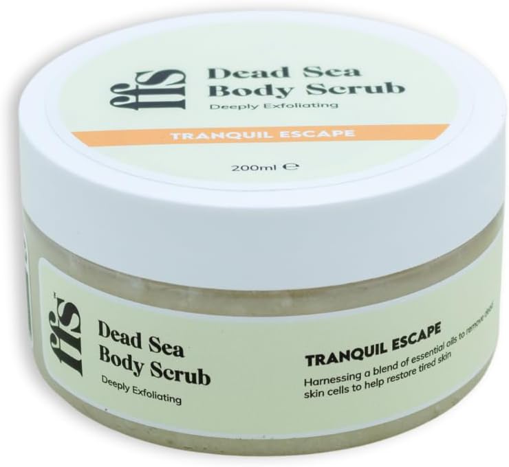 FFS Beauty Dead Sea Salt Body Scrub 200ml Vegan Exfoliating Hydrating Scrub with Mineral Rich Dead Sea Salts Smooths Softens Prepares Skin for Shaving or Tanning