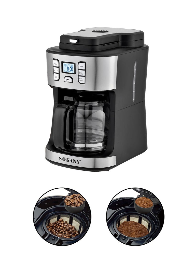 sokany - Coffee Maker/Coffee Machine, 1086W, 15 Cup/1.8L Glass Carafe, 24 Hours Programmable with Drip Stop Mechanism, Lcd Display SK-506E Black - Image 1
