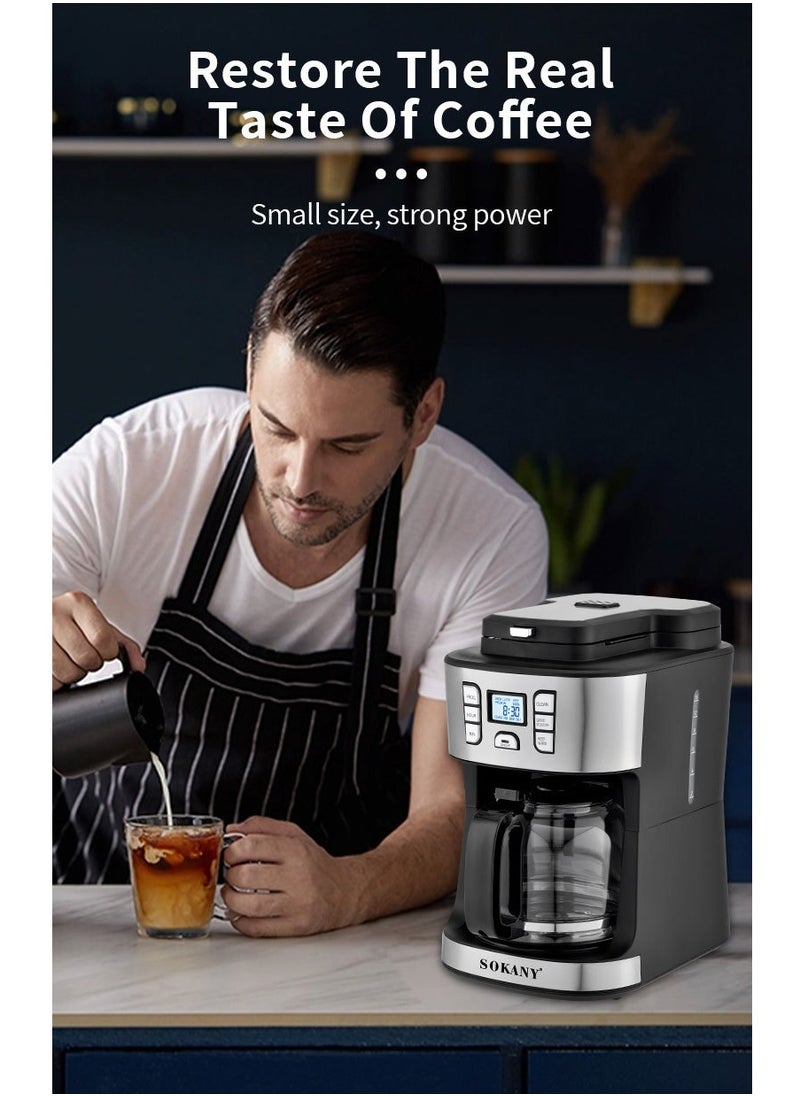 sokany - Coffee Maker/Coffee Machine, 1086W, 15 Cup/1.8L Glass Carafe, 24 Hours Programmable with Drip Stop Mechanism, Lcd Display SK-506E Black - Image 1