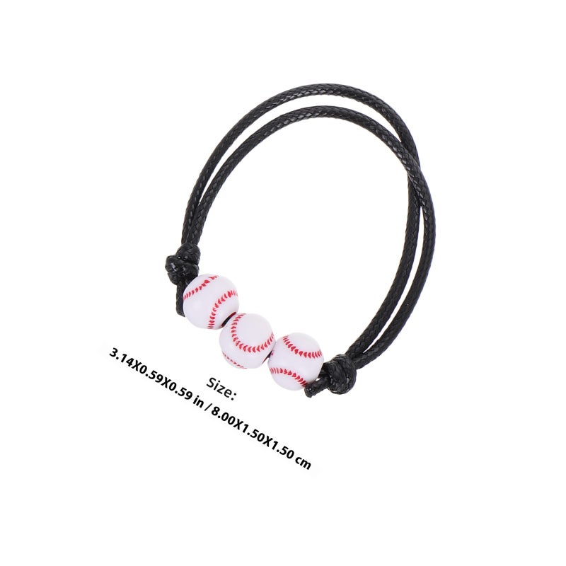 12PCS Baseball Charm Bracelets Baseball Party Favors Baseball Beads Adjustable Wristbands Sport Baseball Bracelet Birthday Party Baseball Favor for Team - Image 2