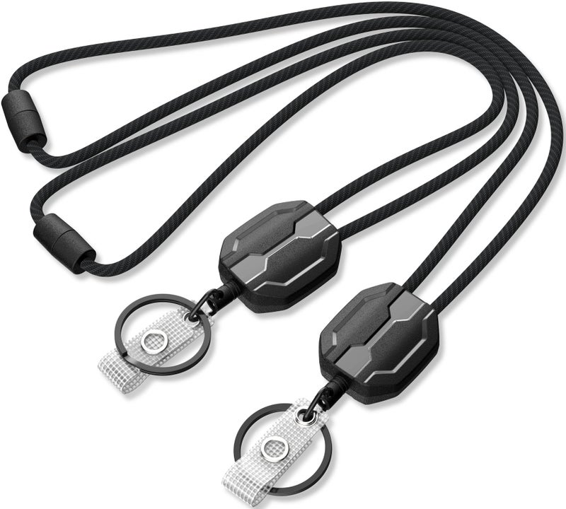 Oaridey 2 Pack Retractable Lanyards for ID Badges Holder, Badge Reels Retractable with Dyneema Cord, Heavy Duty Lanyard with Safety Breakaway Buckle for Keys and ID Card - Image 1