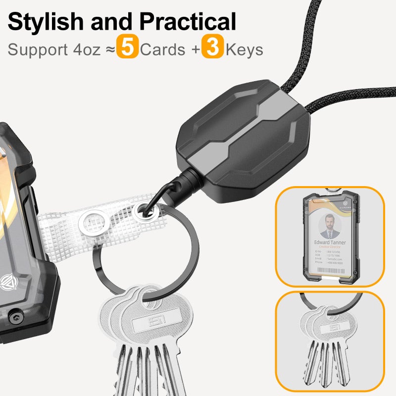 Oaridey 2 Pack Retractable Lanyards for ID Badges Holder, Badge Reels Retractable with Dyneema Cord, Heavy Duty Lanyard with Safety Breakaway Buckle for Keys and ID Card - Image 3