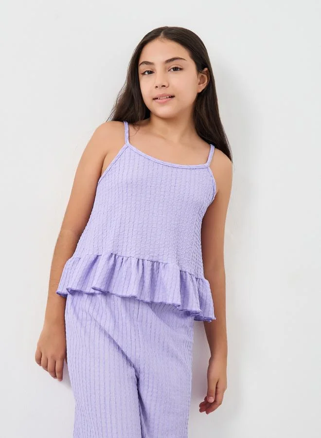 ستايلي Styli Textured Knit Top and Culottes Set