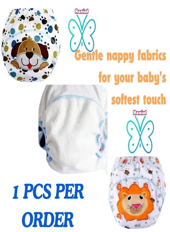 RENIAL Cotton Toddler Underpants, Washable Breathable Underwear for Kids | Leakage Proof Reusable Cloth Diaper with Quick Dry UltraThin pads | Animal Print Reusable Diapers [Pack of 1] (Large) - Image 5