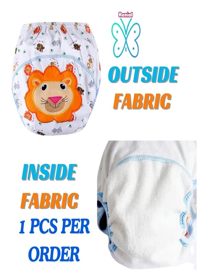 RENIAL Cotton Toddler Underpants, Washable Breathable Underwear for Kids | Leakage Proof Reusable Cloth Diaper with Quick Dry UltraThin pads | Animal Print Reusable Diapers [Pack of 1] (Large) - Image 3